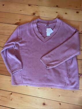 American Eagle Mauve Ribbed V-Neck Sweater